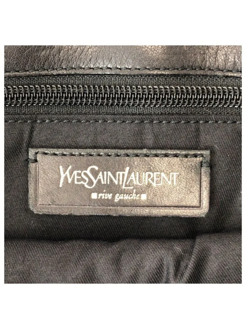 Saint Laurent Vintage YSL Black Navy Gold Leather Shoulder Bag